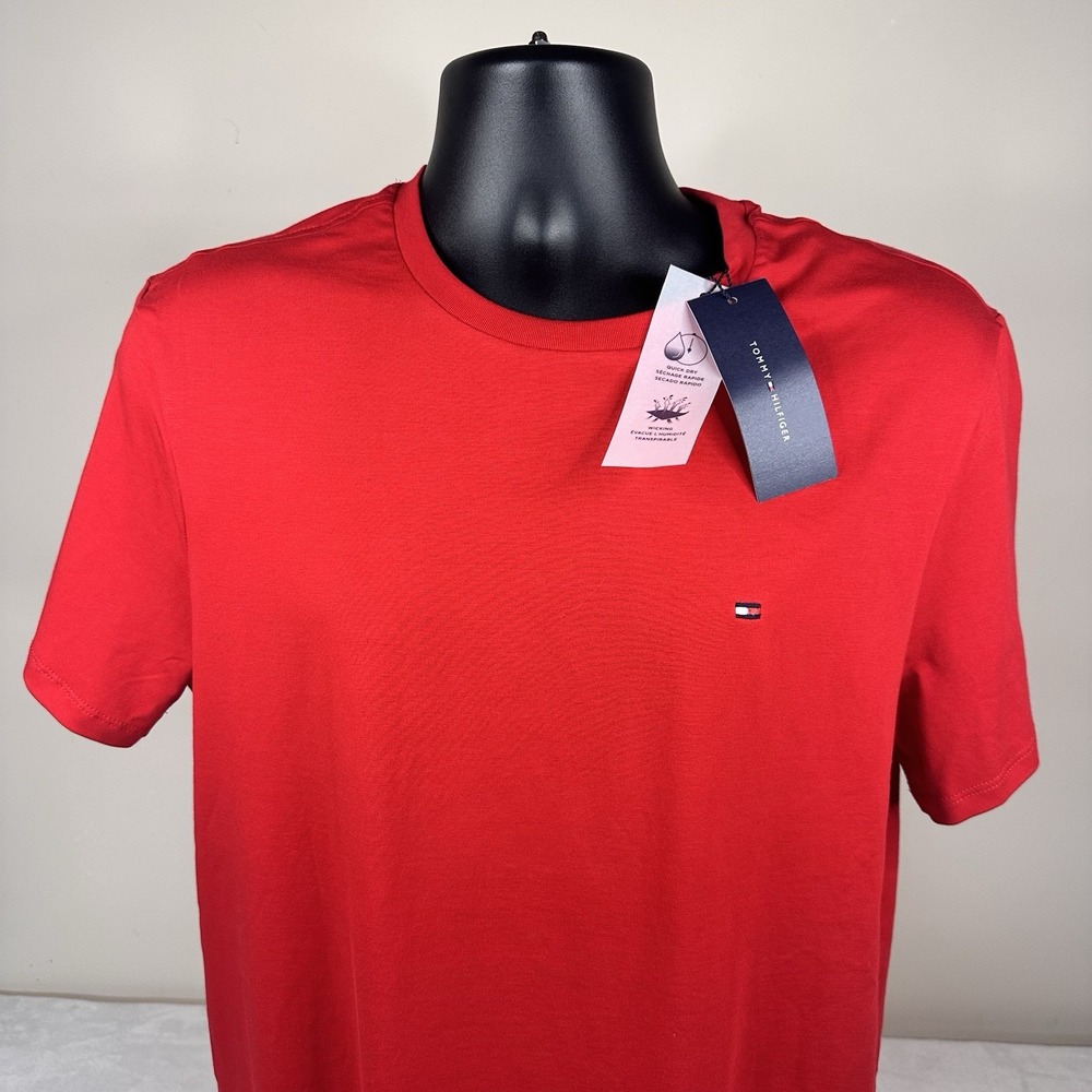 New Tommy Hilfiger T-Shirt Mens Small Red Quick Dry-Stretch Fabric 78JA637-600